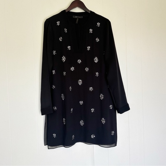 BCBGMAXAZRIA Dyanne Embellished Crystal Tunic Dress Black Small VPX61K22 - Picture 3 of 10